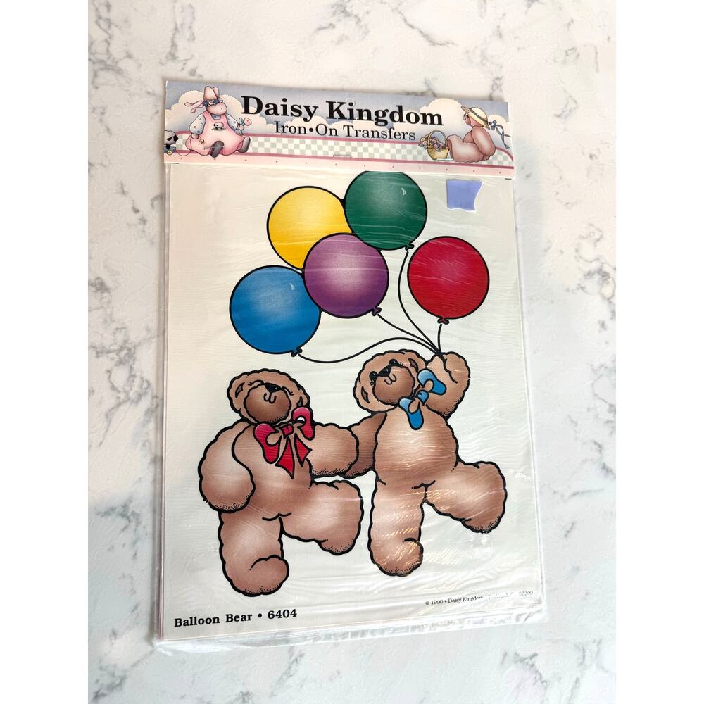 vintage 90s Daisy Kingdom "Balloon Bear" collectible no-sew iron-on transfer set